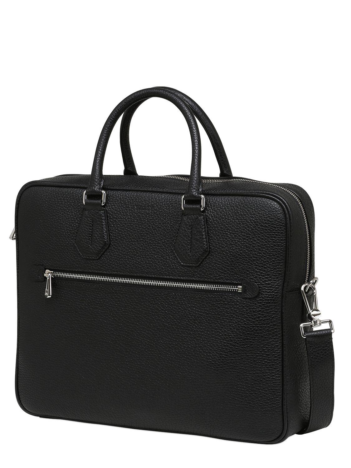 Bally Pebbled Leather Briefcase in Black for Men - Lyst