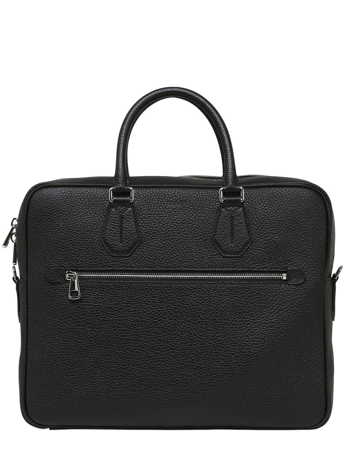 Bally Pebbled Leather Briefcase in Black for Men Lyst