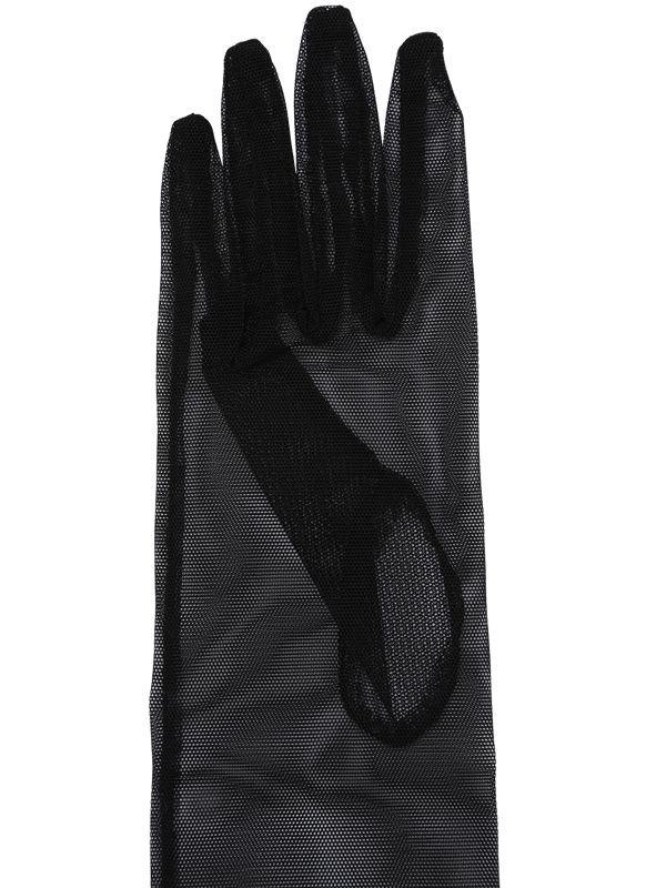 Gucci Longline Lace-tulle Gloves In Black