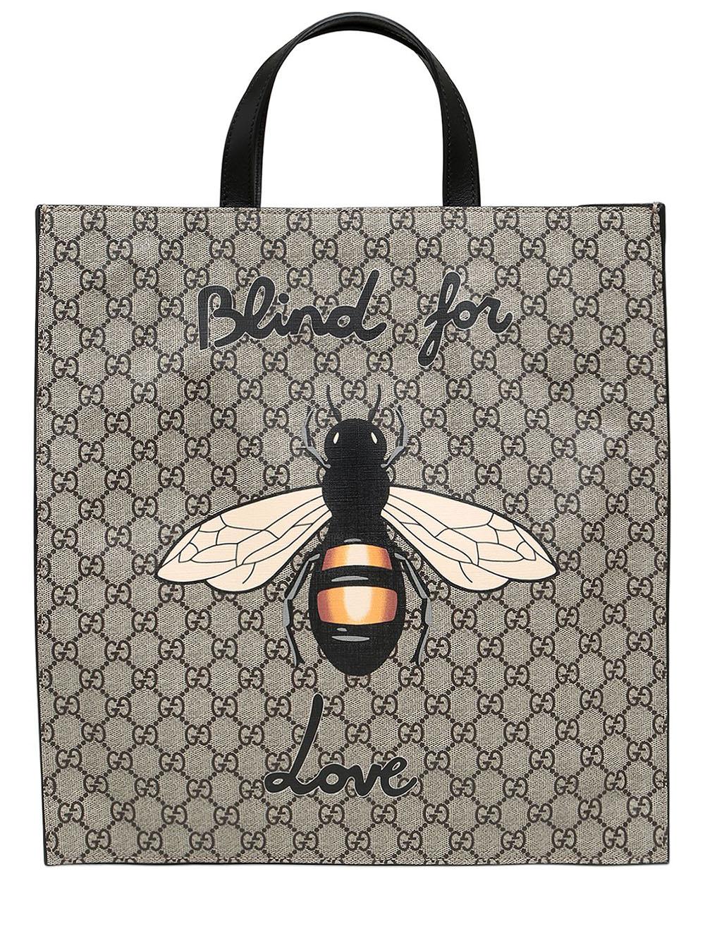Lyst - Gucci Bee Print Gg Supple Tote Bag in Natural