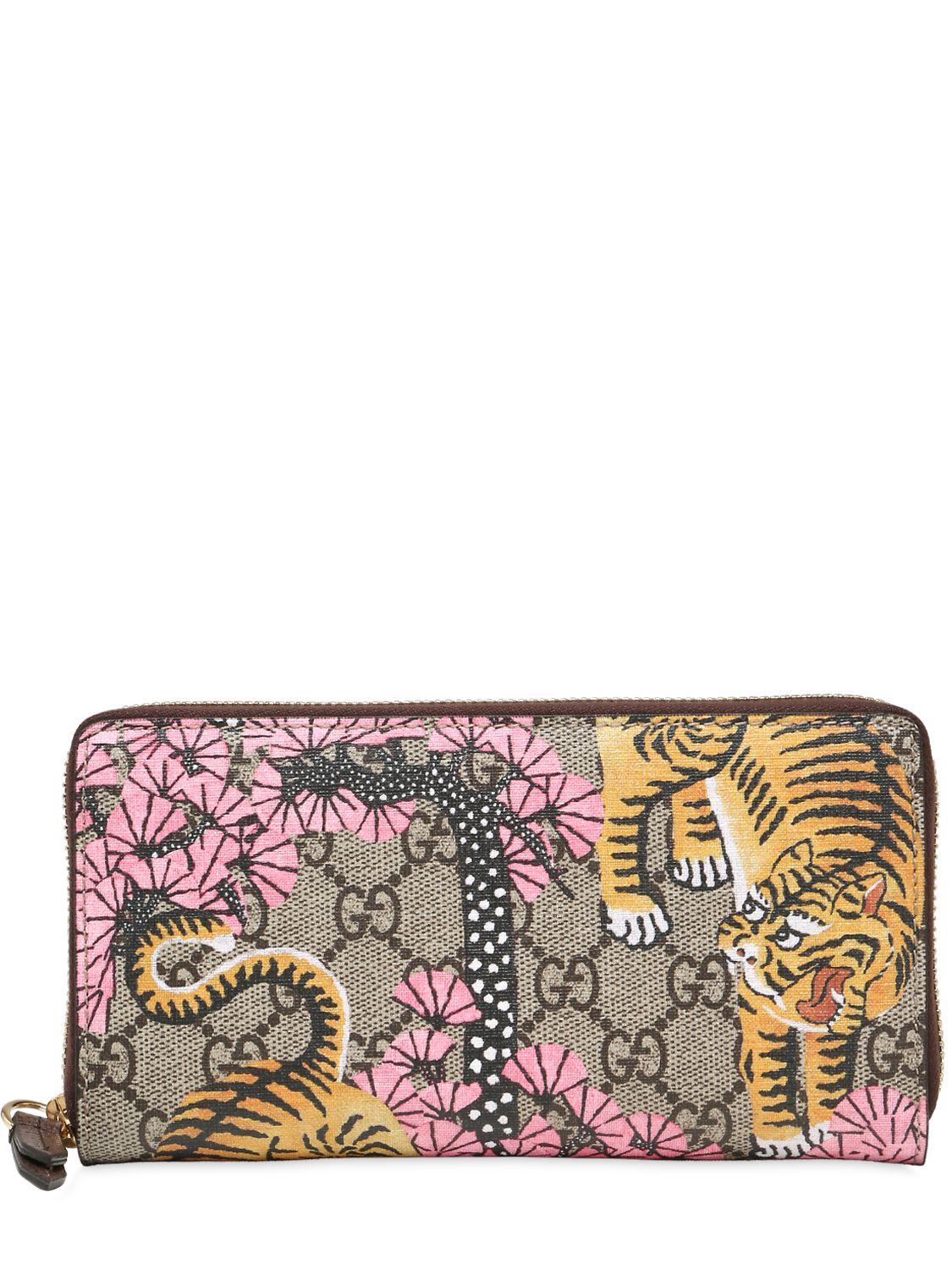 larynx Contagious pregnant Gucci Tiger Cub Gg Supreme Zip Around Wallet in Pink | Lyst