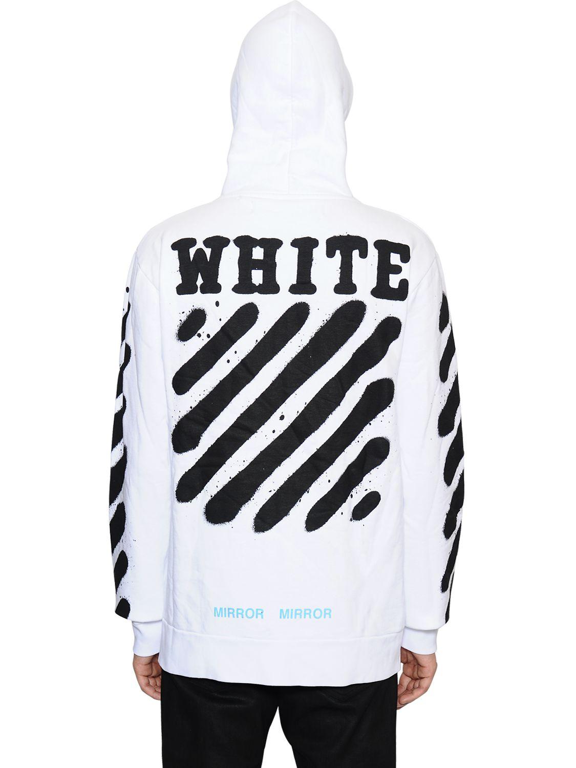 Off-White c/o Virgil Abloh Spray Stripes Zip-up Cotton Sweatshirt in White  for Men - Lyst