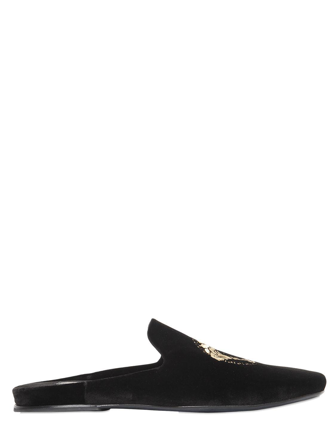embroidered medusa slippers