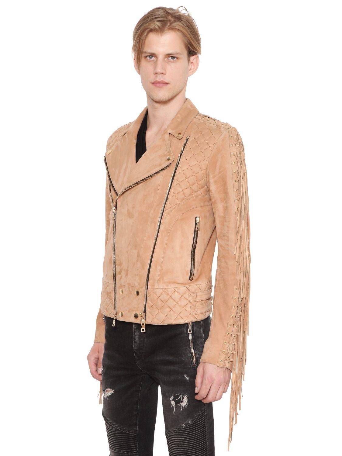 balmain suede biker jacket