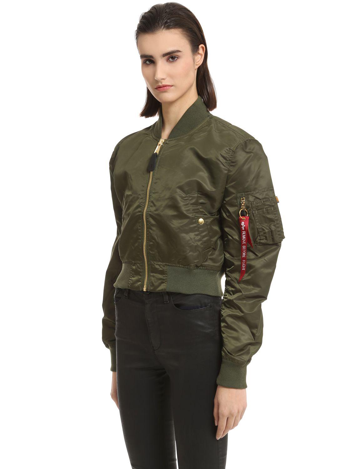 Alpha Industries Synthetic Slim Fit Nylon Cropped Bomber Jacket in ...