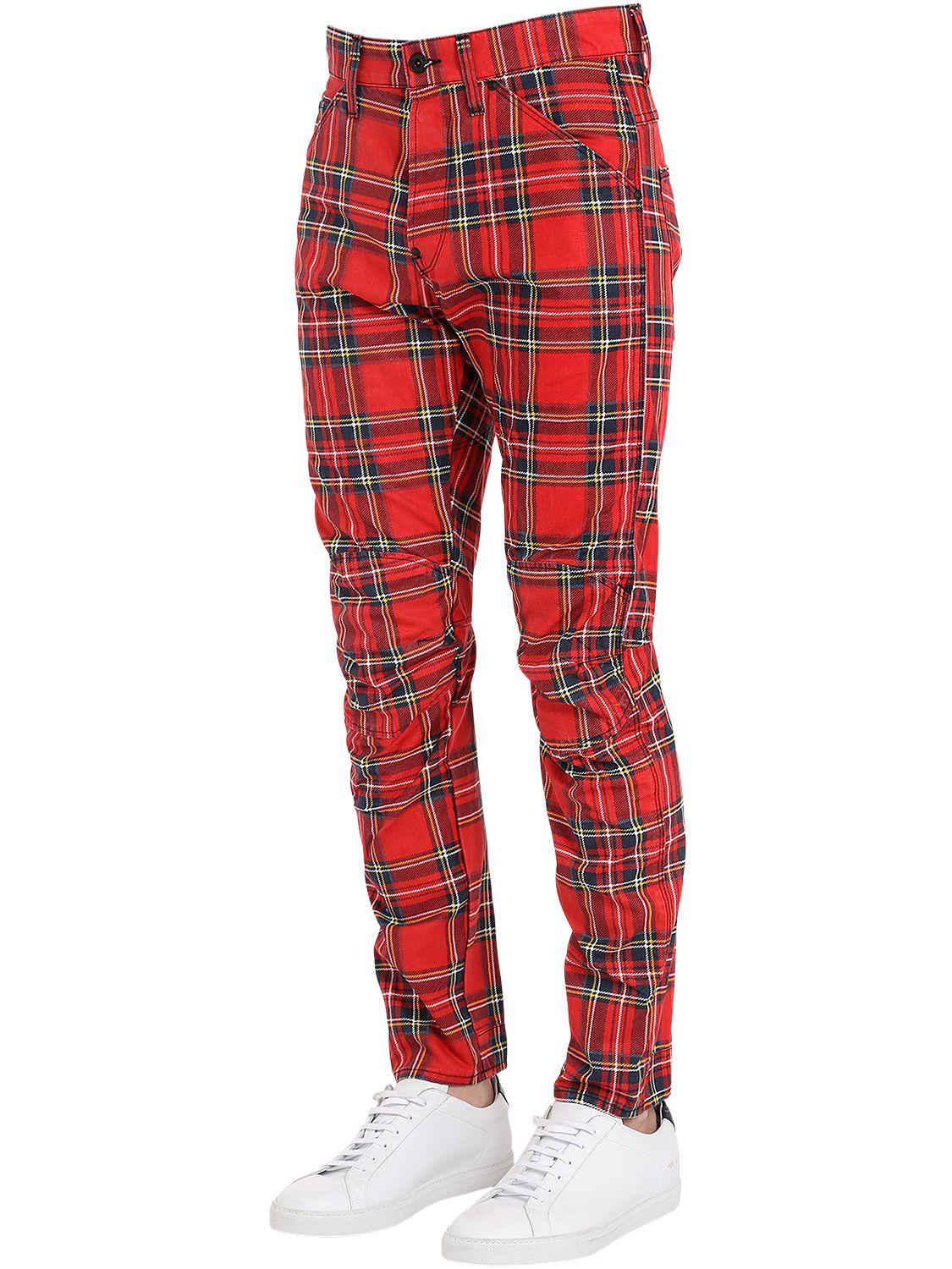 red plaid jeans mens
