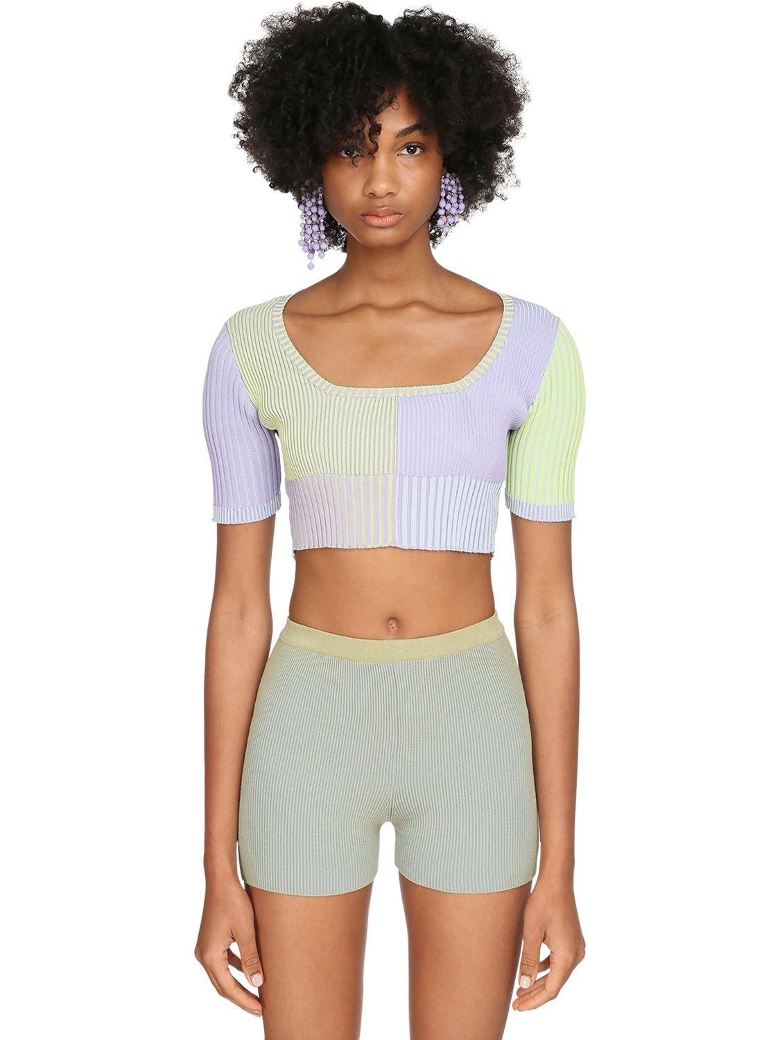 Jacquemus Short Sleeved Rib Knit Crop 