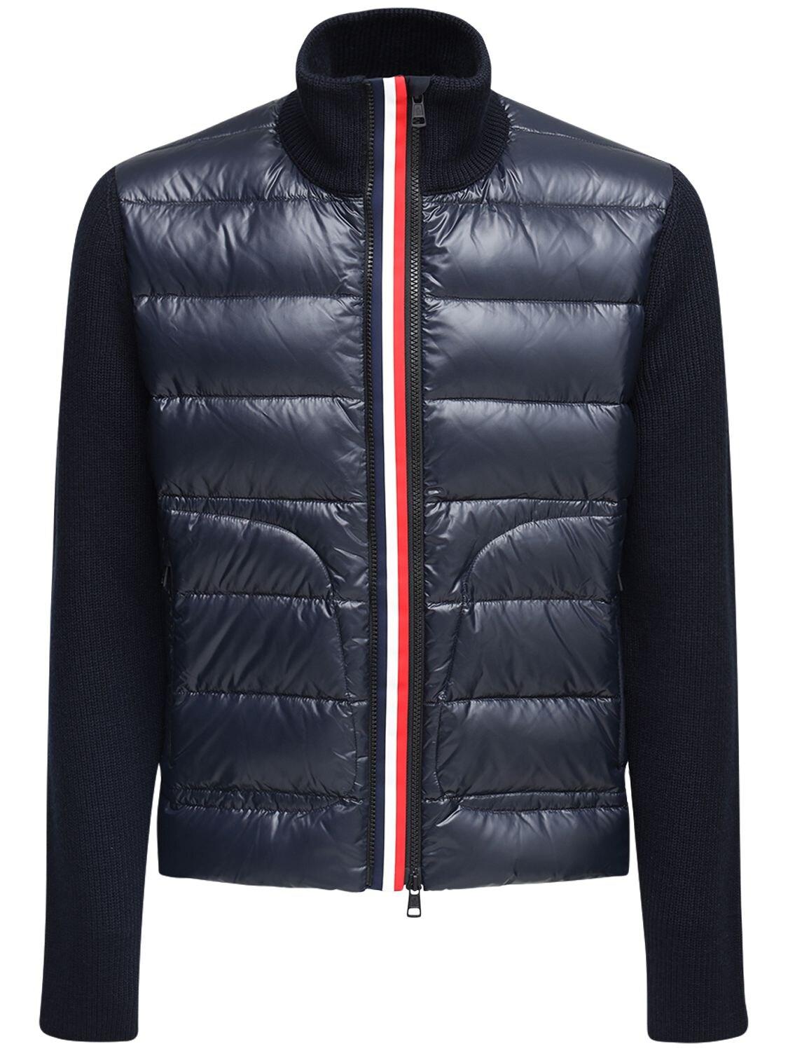 Moncler Tricot Wool Nylon Laque Down Cardigan in Navy (Blue) for Men ...