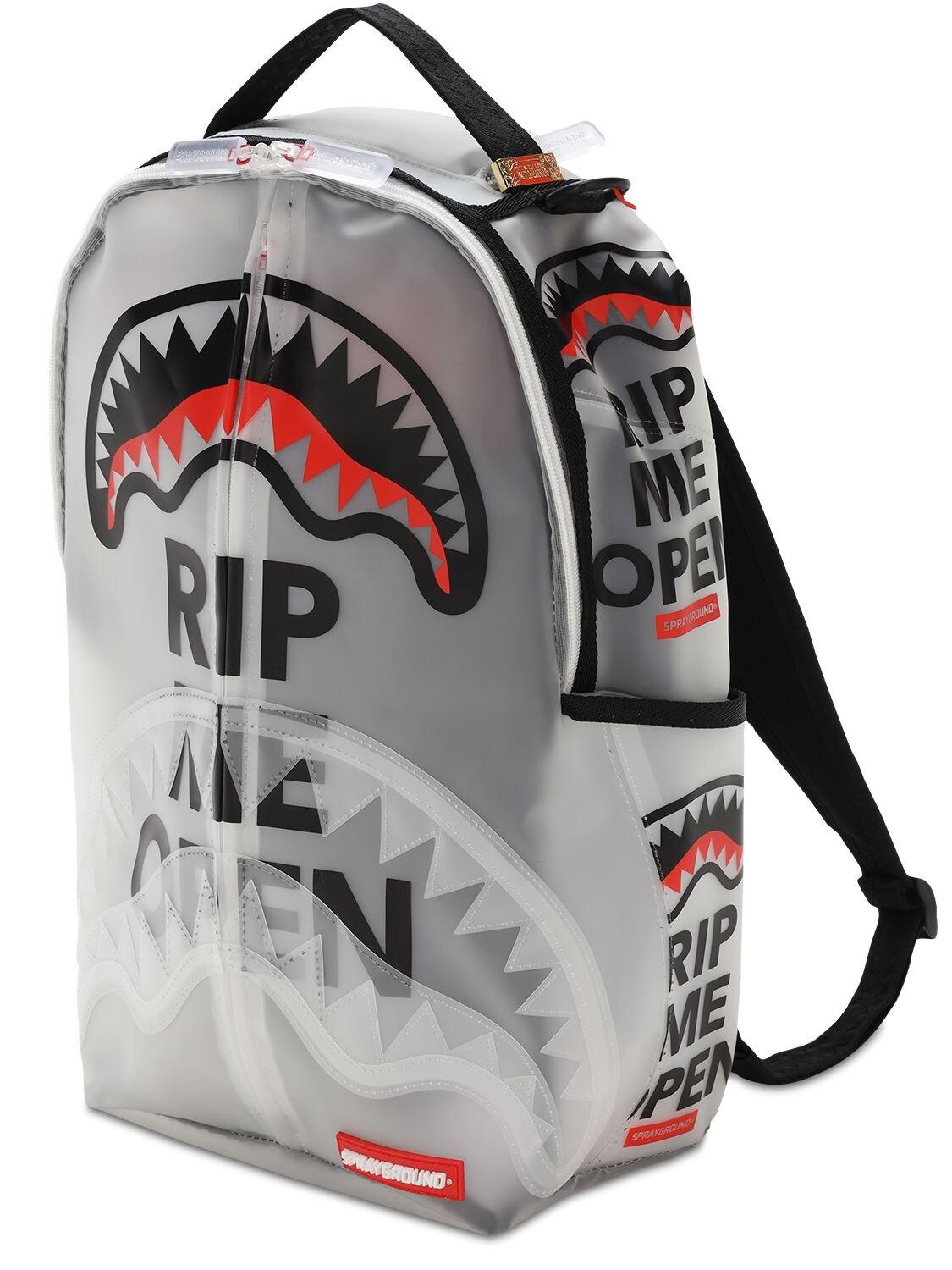 Sprayground Rip Me Open White Vinyl Shark Backpack Books Bag School Laptop  NEW