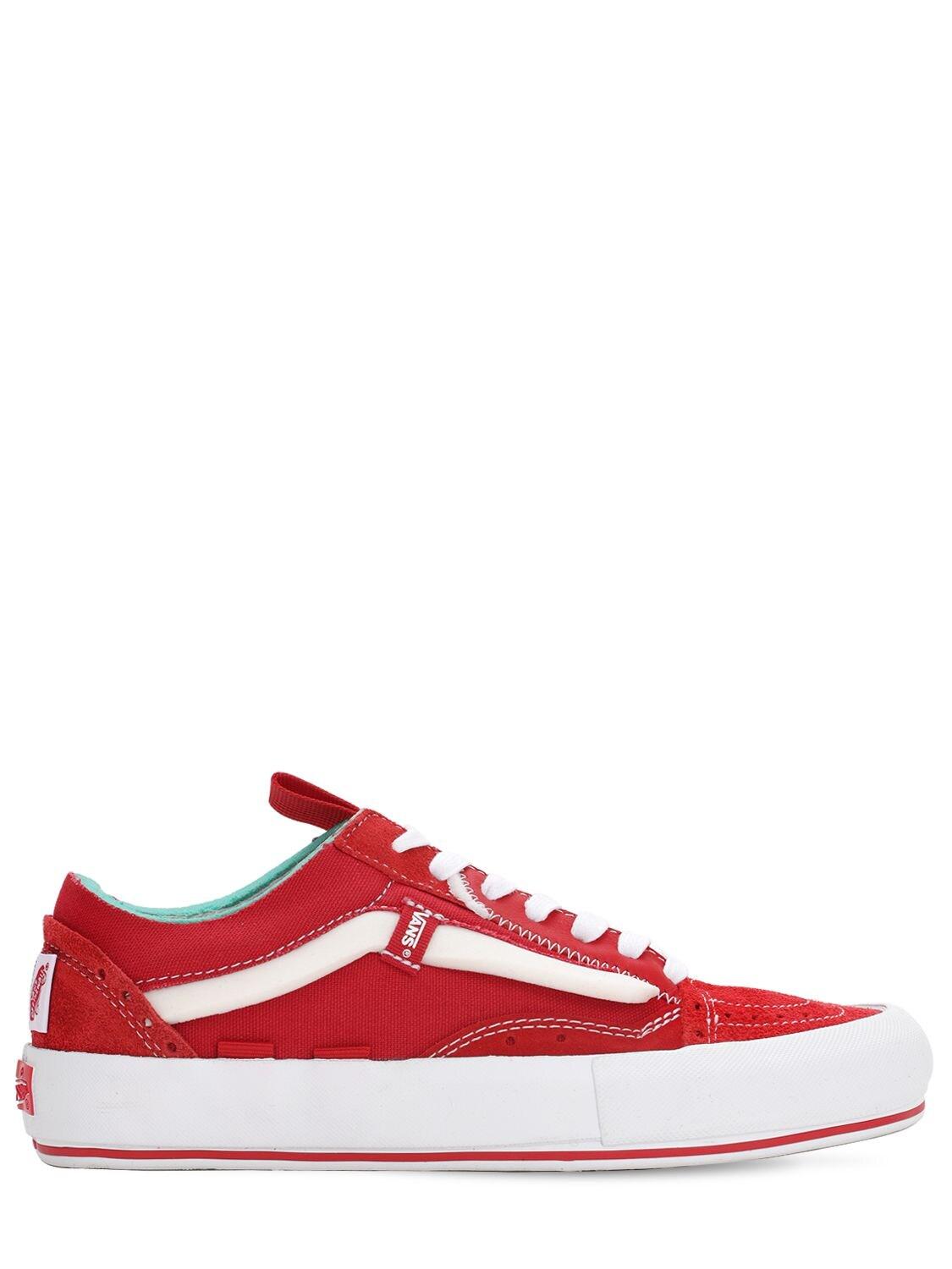 Vans Old Skool Cap Suede & Canvas Sneakers in Red for Men - Lyst