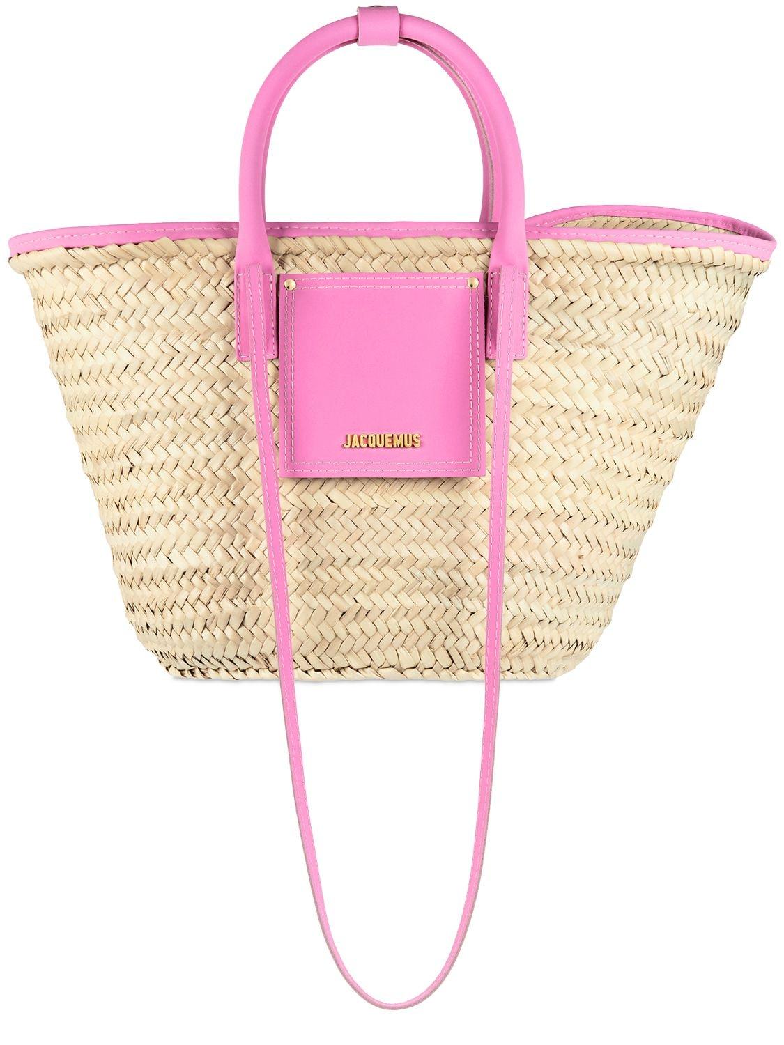 Jacquemus Le Panier Soli Straw & Leather Bag in Light Pink (Pink) | Lyst