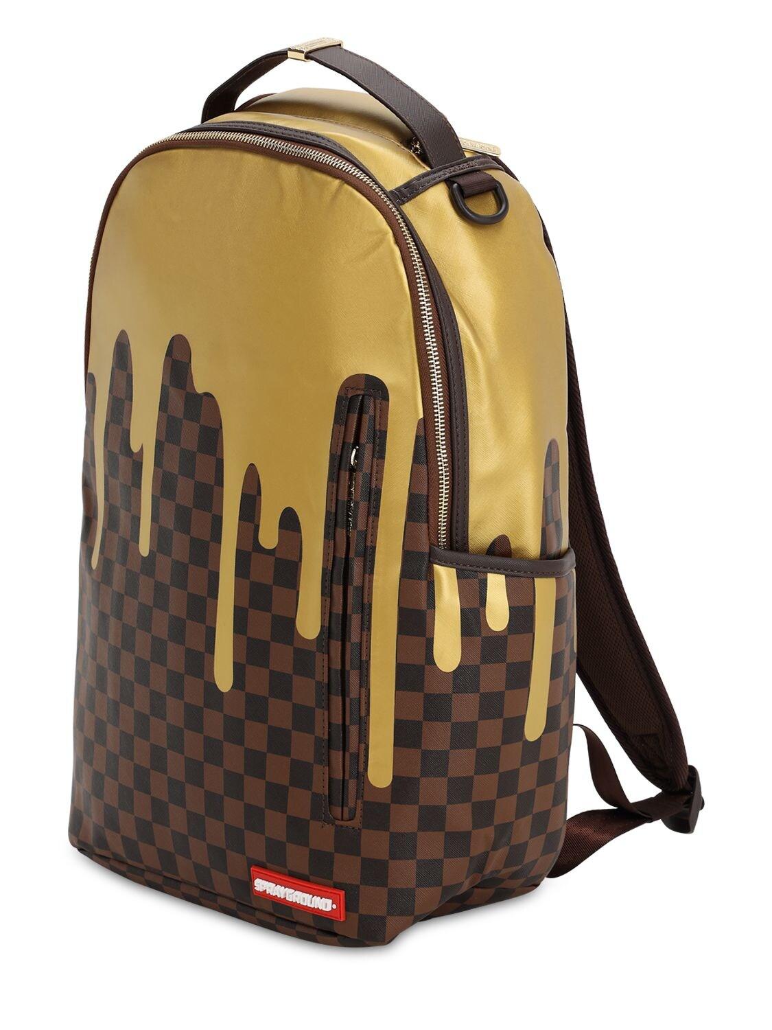 Sprayground Gold Checkered Faux Leather Backpack for Men - Lyst