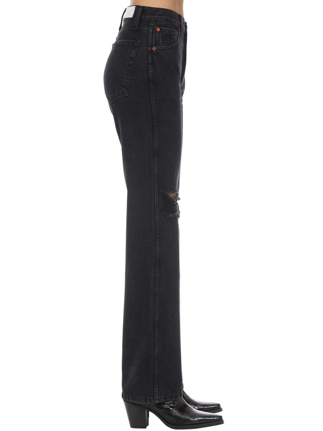 RE/DONE High Rise Loose Distressed Denim Jeans in Black - Lyst