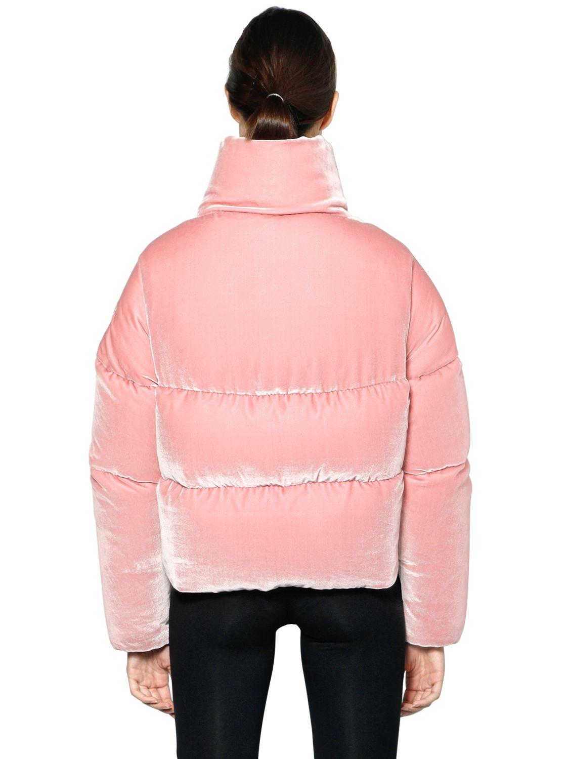 moncler cercis cropped velvet puffer coat