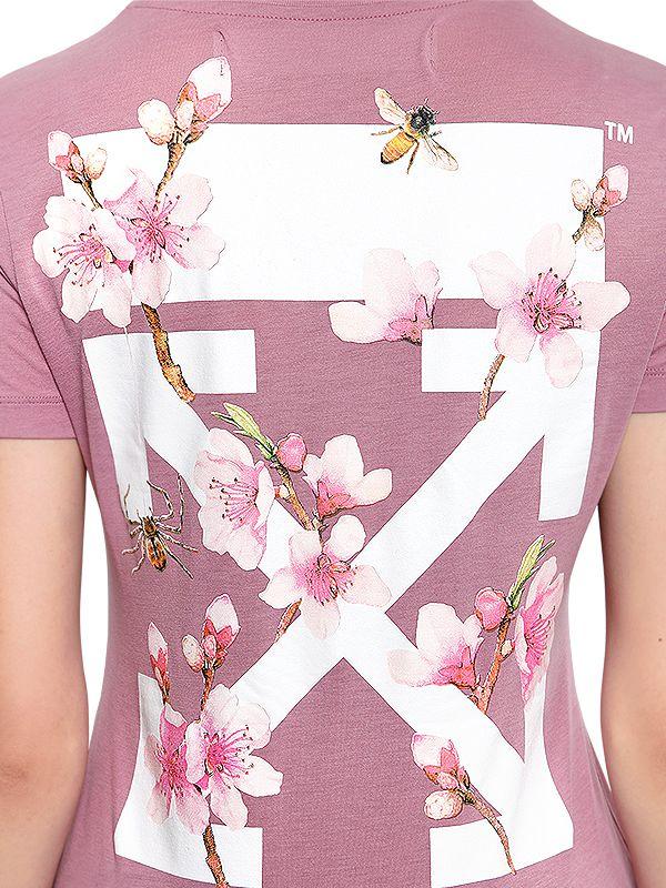 Off-White c/o Virgil Abloh Cherry Blossom Fitted Jersey T-shirt in Pink |  Lyst