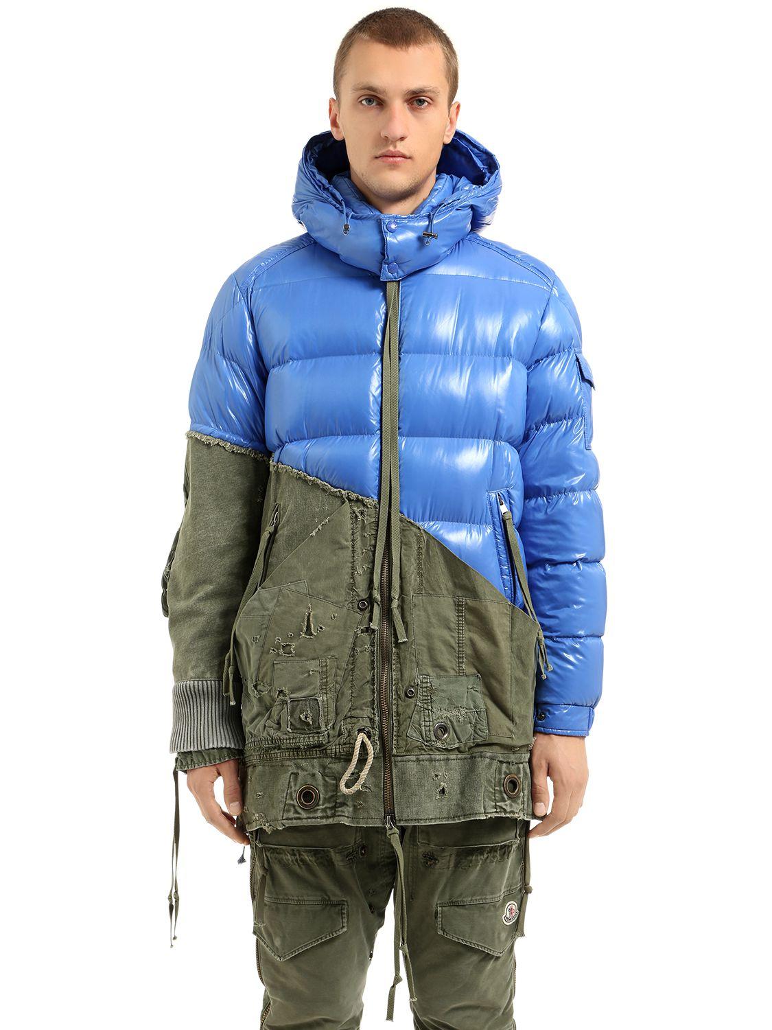 Moncler Synthetic Greg Lauren Collide Maya Down Jacket in Blue/Army ...
