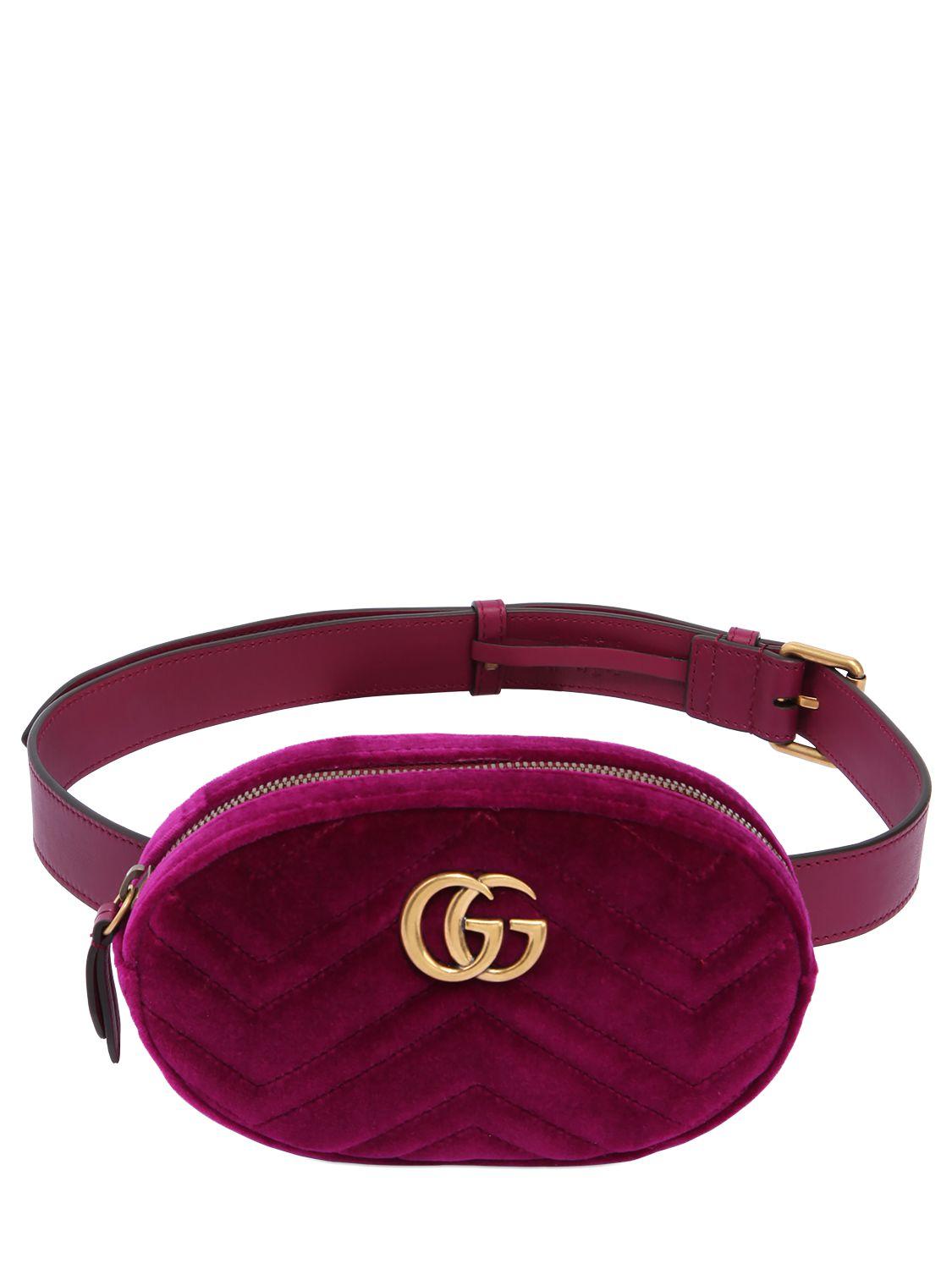 Gucci Gg Marmont 2.0 Velvet Belt Pack in Purple - Lyst