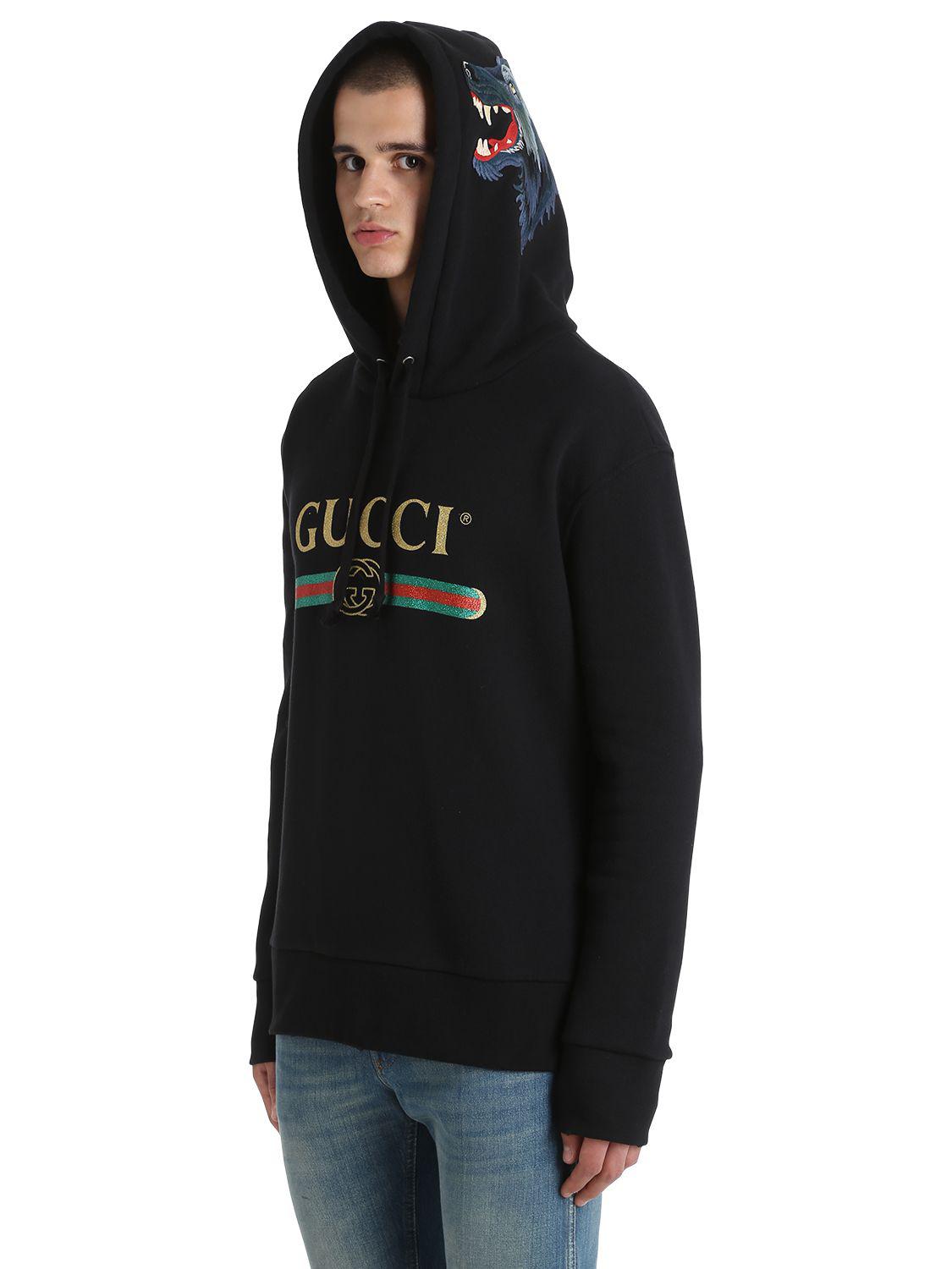 Gucci Wolf Patches Hooded Cotton 