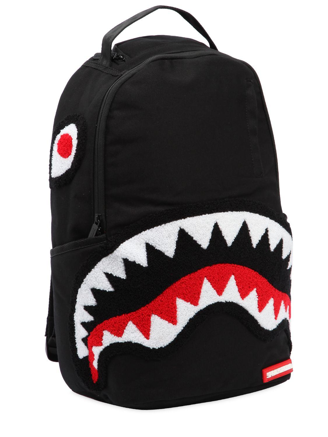 sprayground ghost chenille shark black backpack