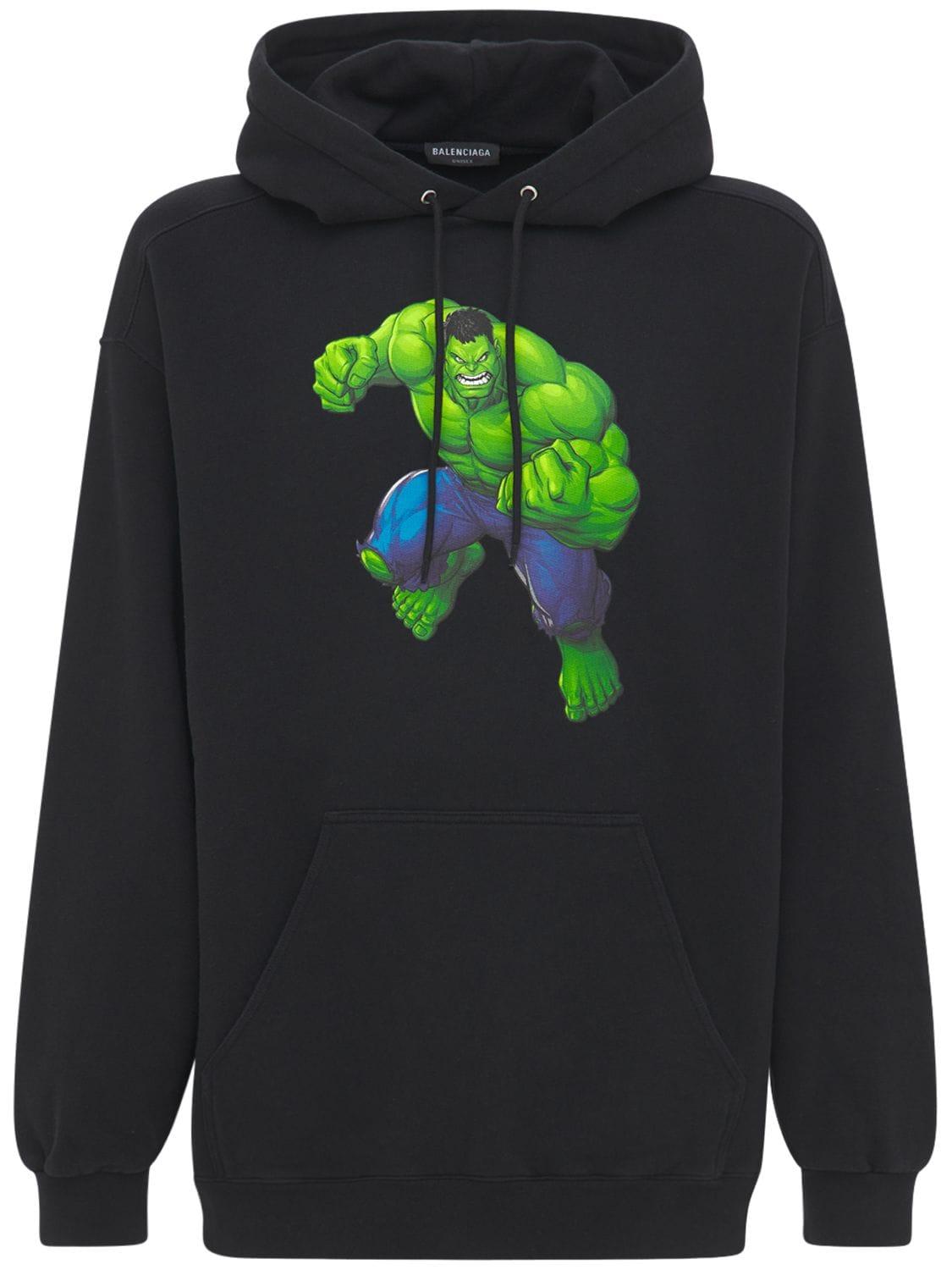 Balenciaga Hulk Cotton Sweatshirt Hoodie in Black for Men - Lyst
