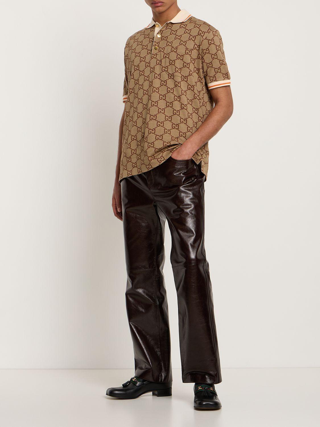 Maxi GG Silk And Cotton Polo Shirt in Brown - Gucci