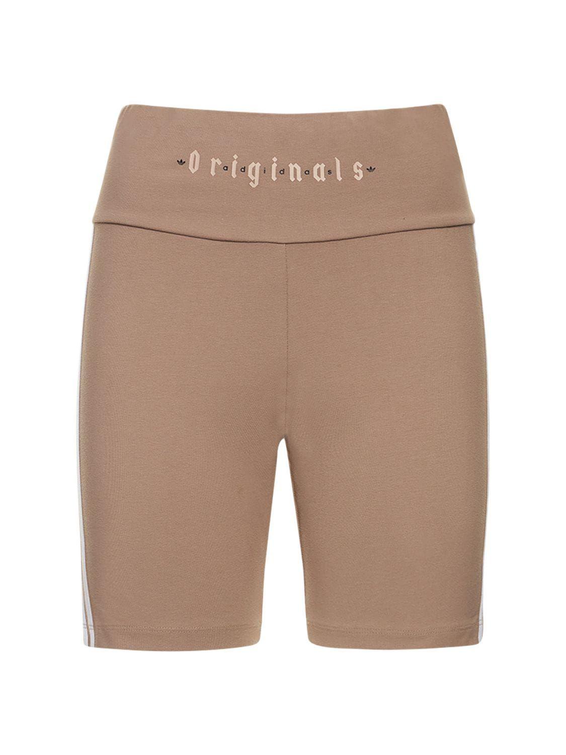 adidas Originals Logo Stretch Cotton Bike Shorts in White | Lyst