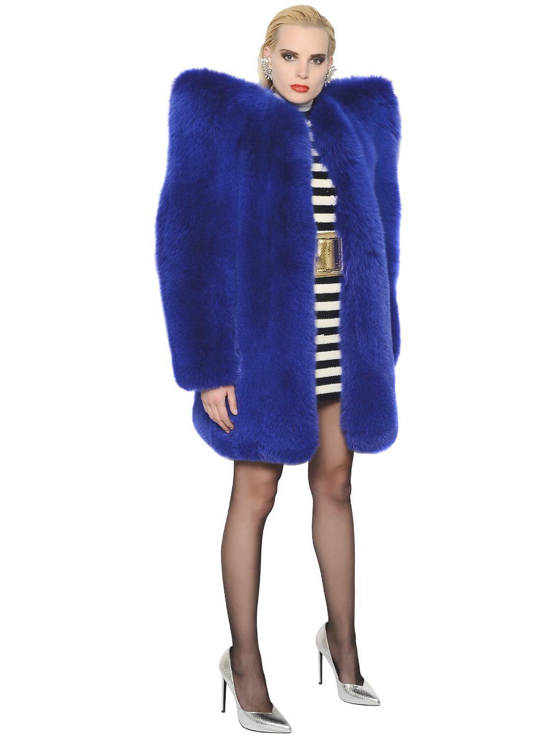 Saint laurent fur hot sale coat