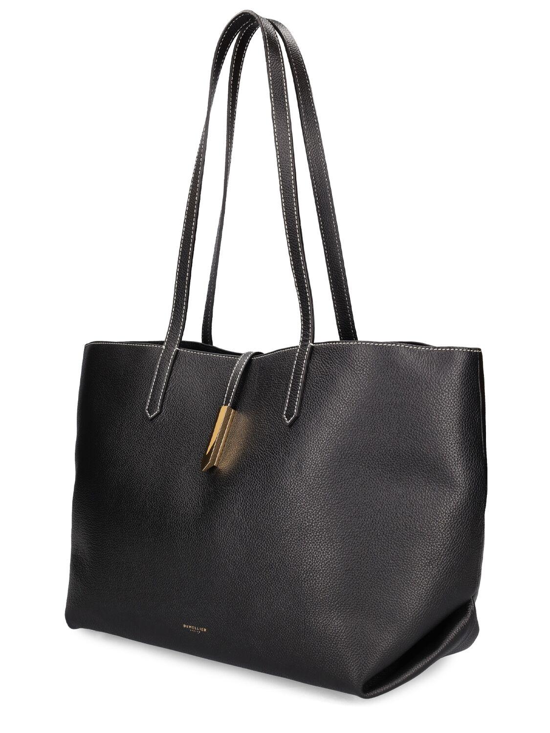 DeMellier Tokyo Tote グレインレザーバッグ The Tokyo Tote | Black Small Grain Ecru Stitching | DeMellier