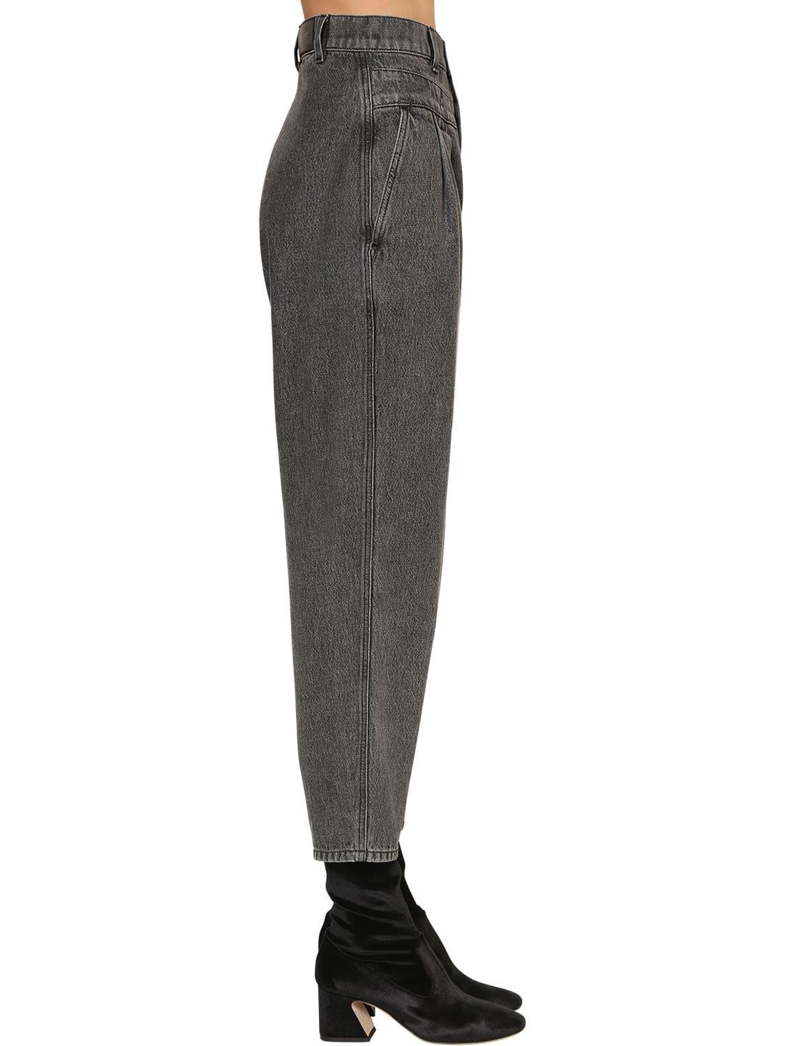 Alberta Ferretti High Waist Wide Leg Cotton Denim Jeans in Dark Grey ...
