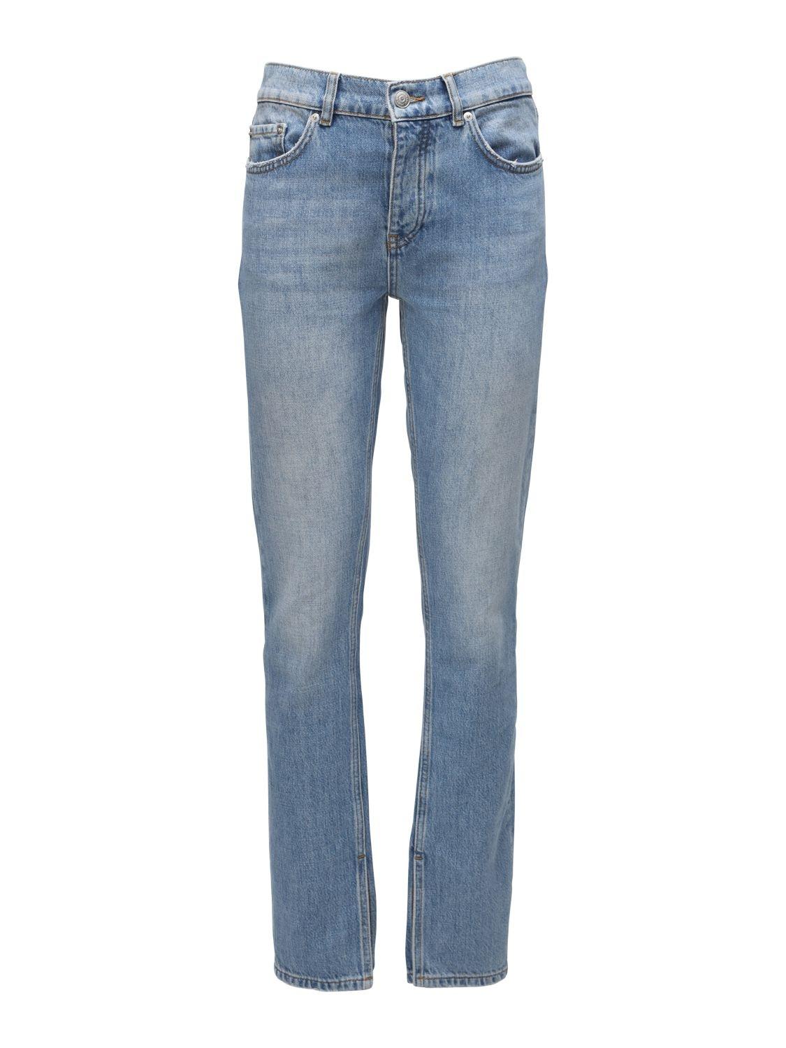 Ganni Straight Leg Cotton Denim Jeans in Light Blue (Blue) - Lyst