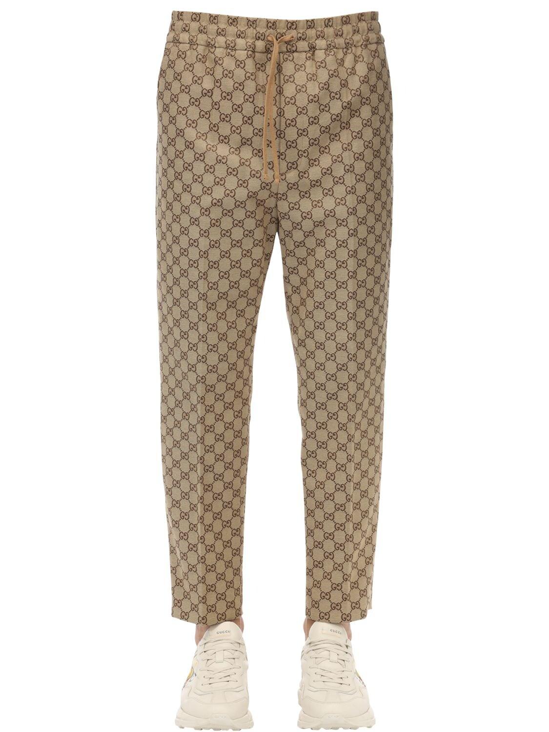 Gucci Gg Cotton Blend Canvas Jogging Pants in Beige (Natural) for Men ...