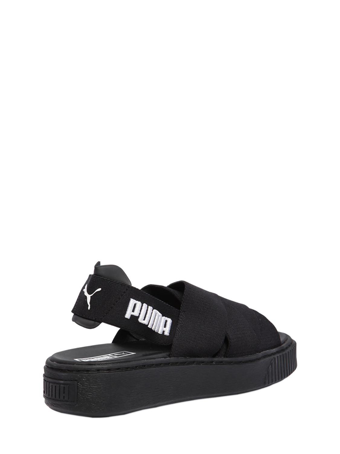 Puma Select Rubber Elastic Slingback Platform Sandals in Black | Lyst