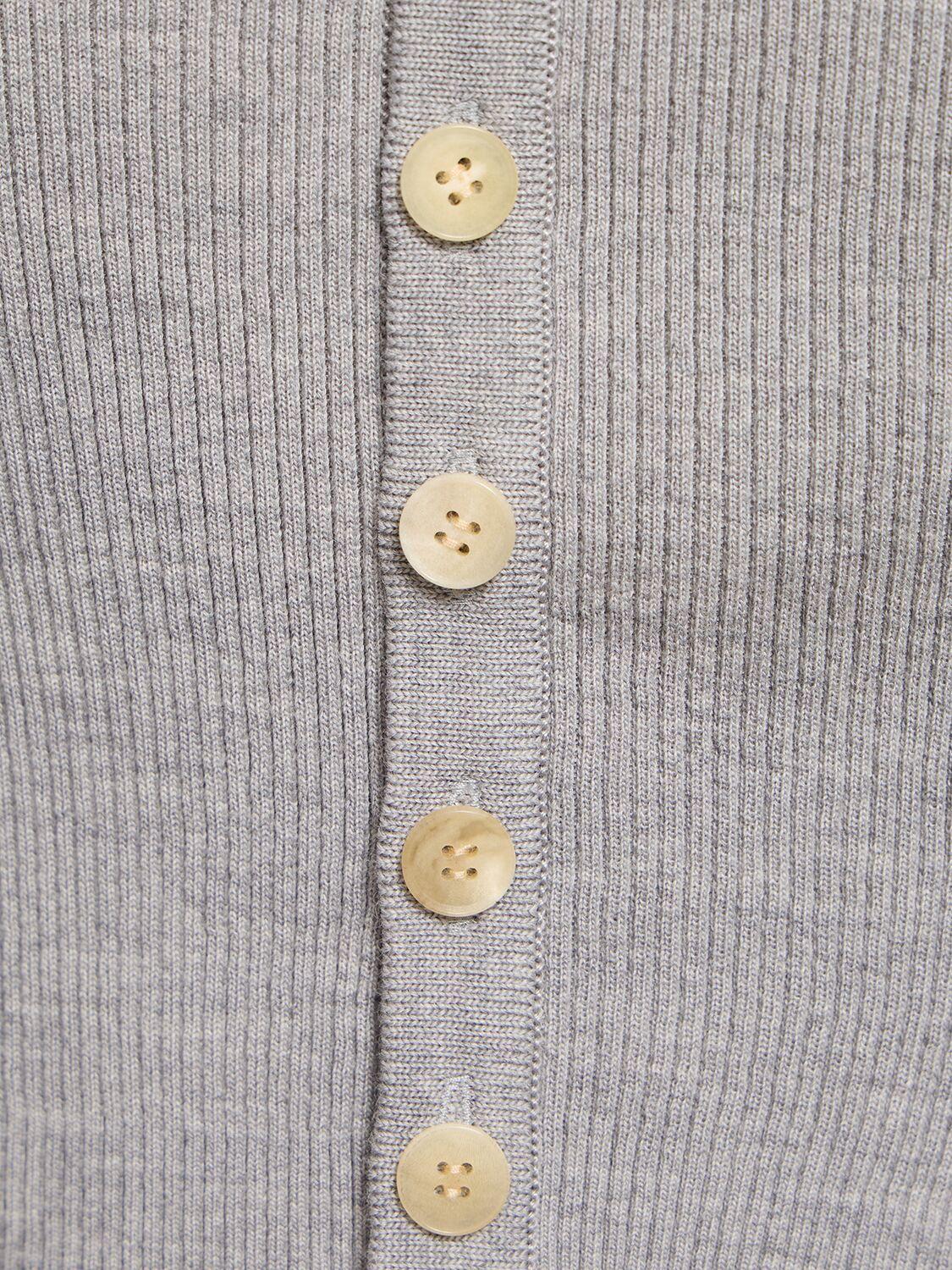 AURALEE Super Fine Wool Rib Knit Short Cardigan in Gray | Lyst