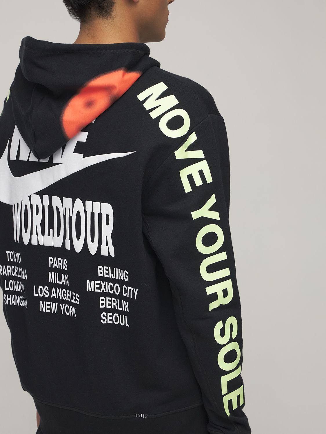 Nike World Tour Printed Sweatshirt Hoodie in Black for Men | Lyst