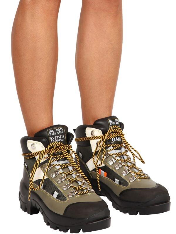 Ganni 40mm Bruna Leather Hiking Boots - Lyst