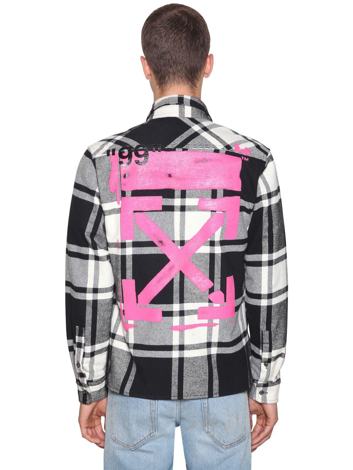 off white stencil flannel