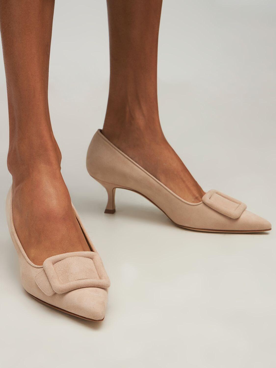 Manolo Blahnik 50mm Maysale Suede Pumps 