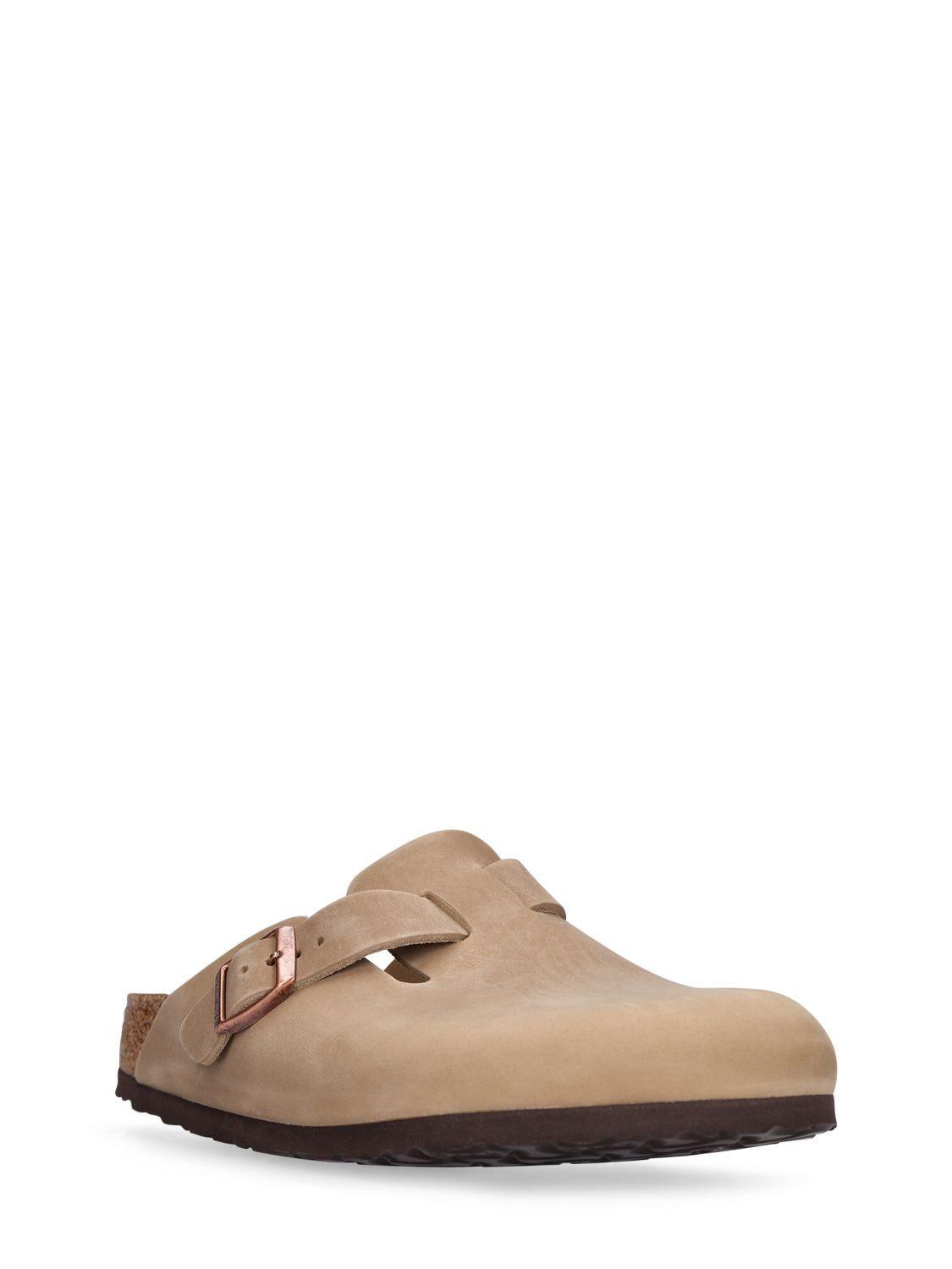 Birkenstock Boston Waxy Leather Sandals in Brown | Lyst