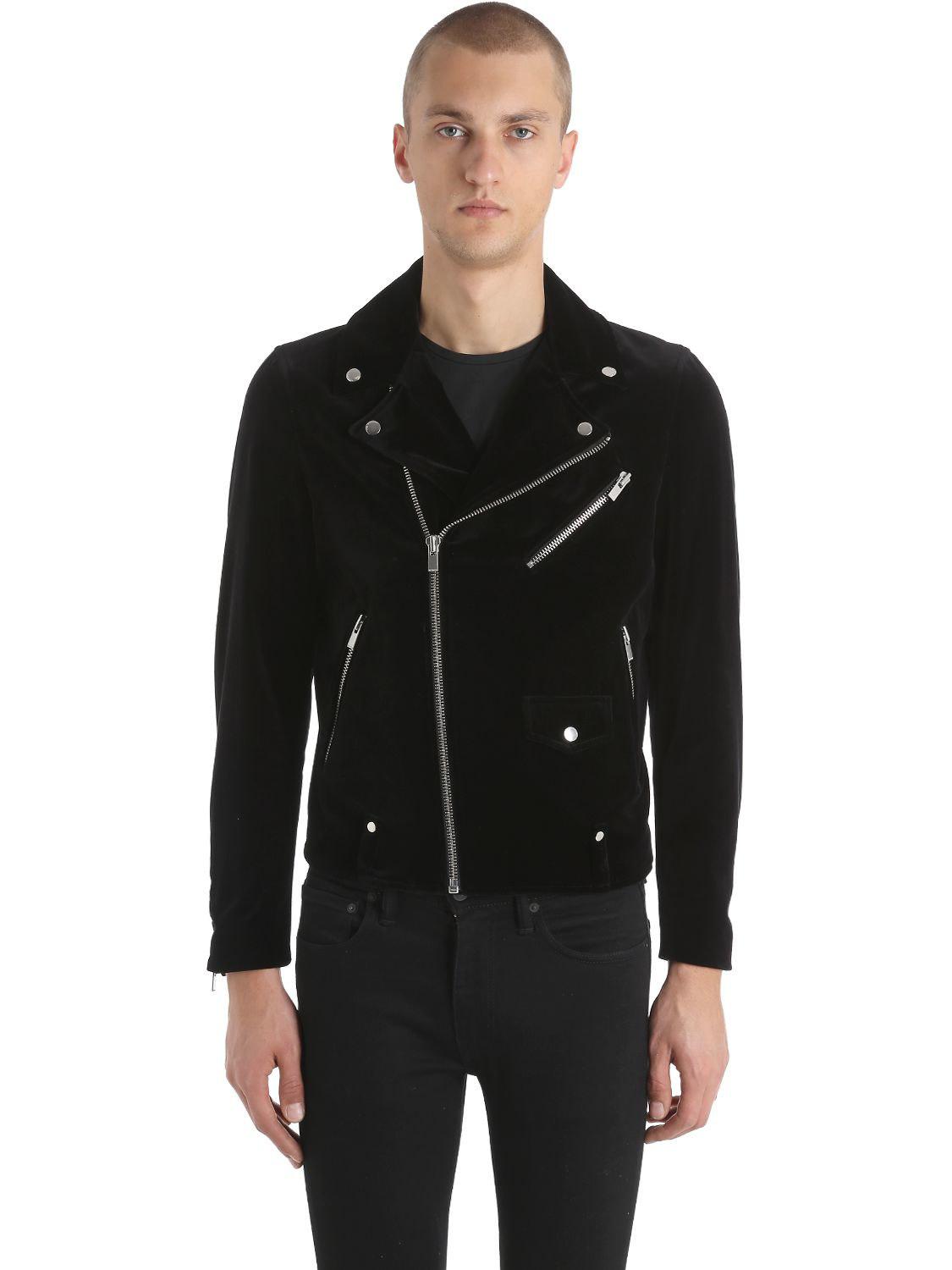 The Kooples Velvet Biker Jacket in Black for Men | Lyst