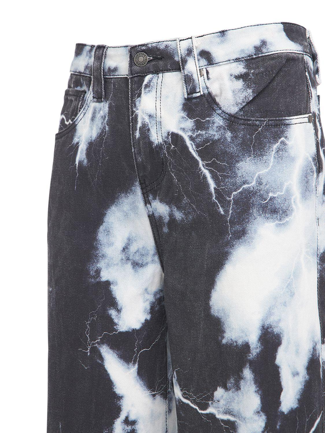 Jaded London Denim Cloud Lightning Printed Skate Jeans in Black/Grey 