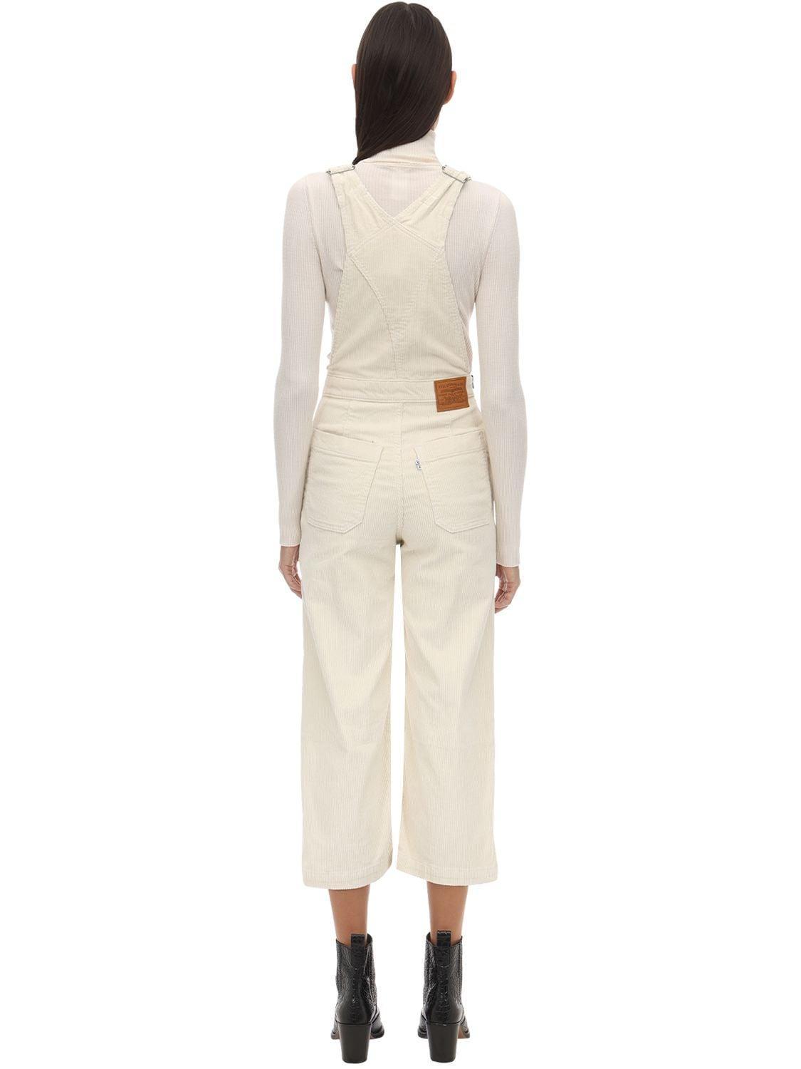 Levi's Cropped Wide Leg Corduroy Jumpsuit in Ivory (White) - Lyst