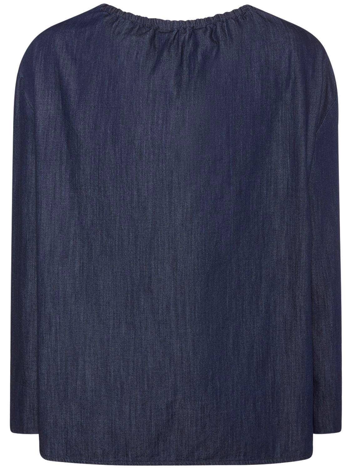 Max Mara Bijoux Cotton Denim Top in Blue | Lyst