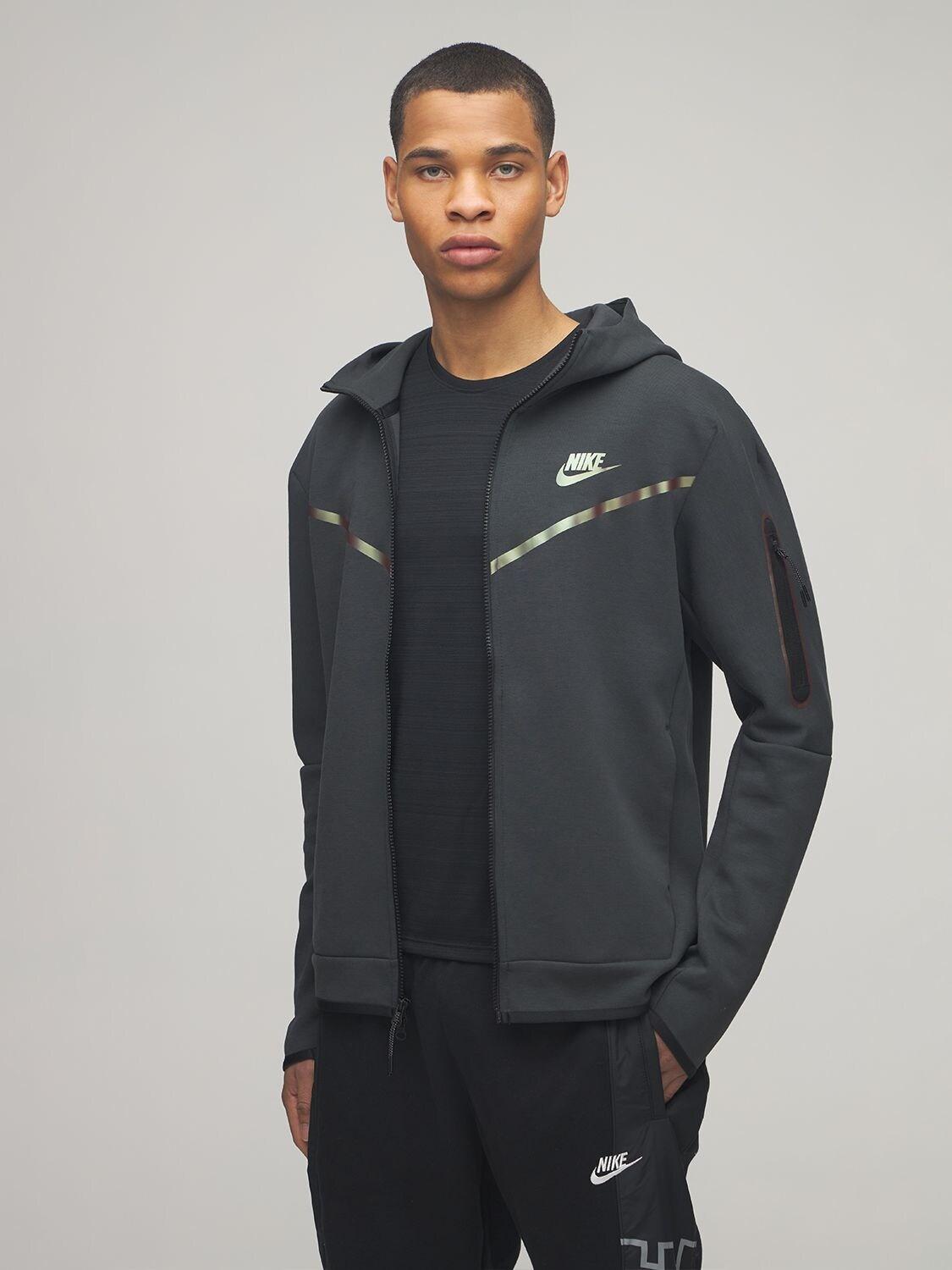 Nike Tech Fleece Iridescent Zip Up Sweatshirt in Black for Men | Lyst