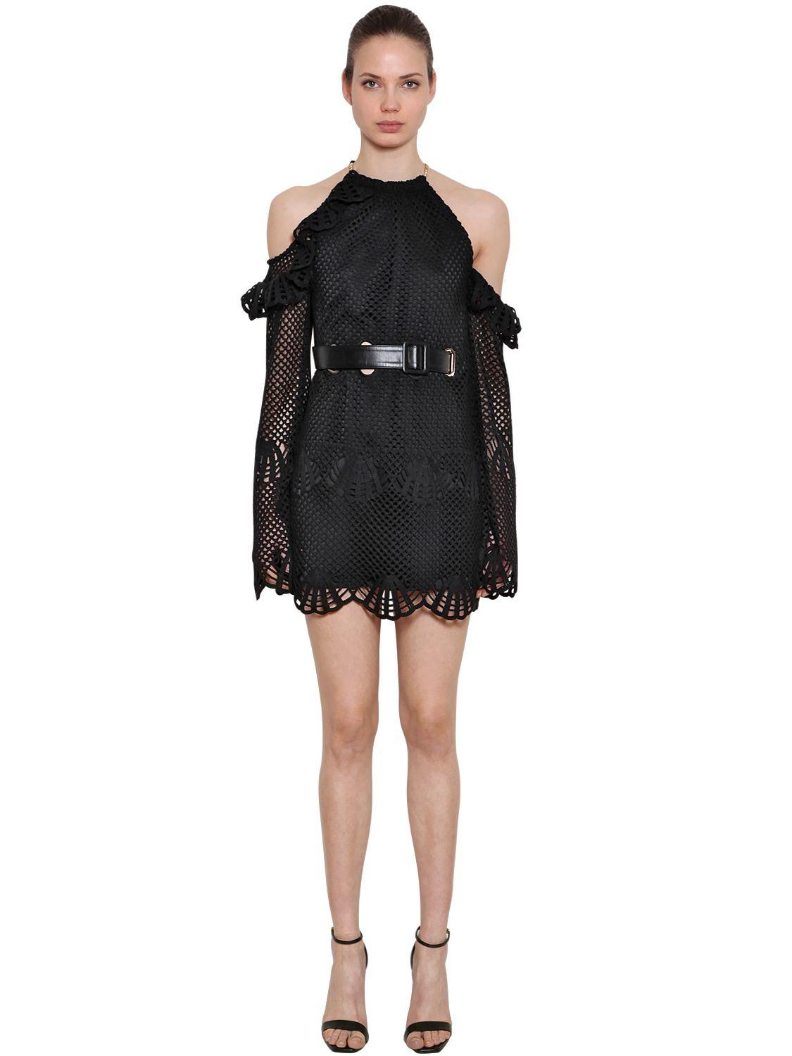 self portrait black mini dress