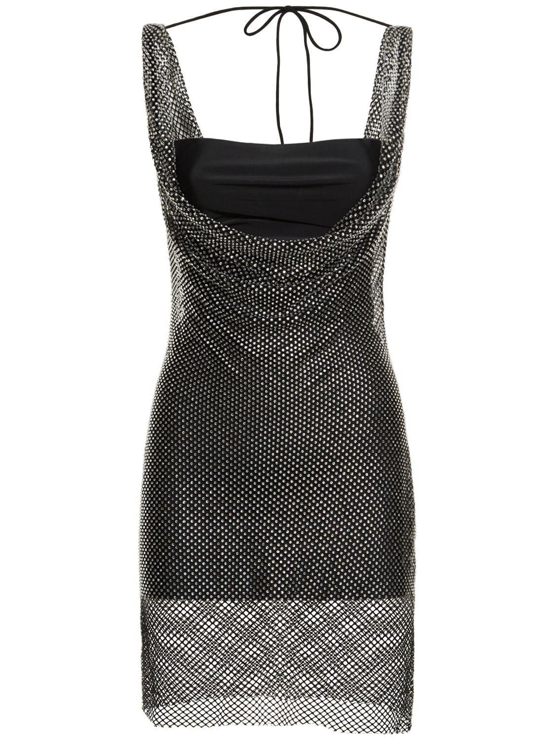 GIUSEPPE DI MORABITO Embellished Mesh Mini Dress in Black | Lyst