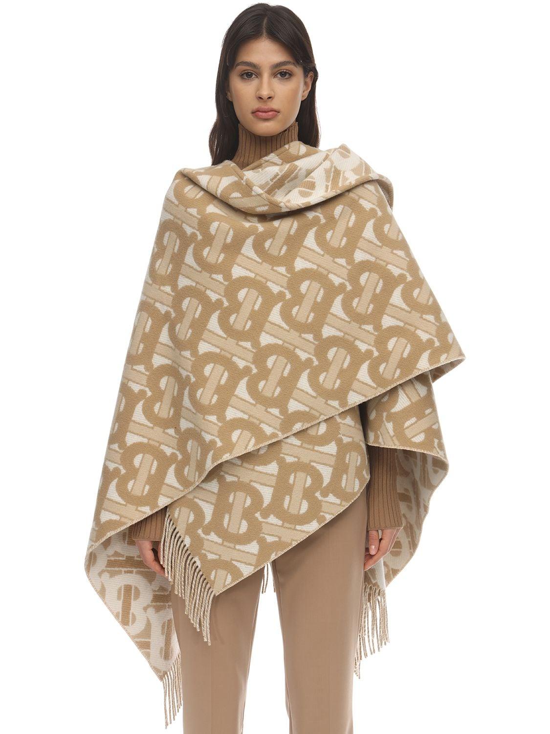 Burberry Logo Wool & Cashmere Poncho in Light Sand (Natural) - Lyst