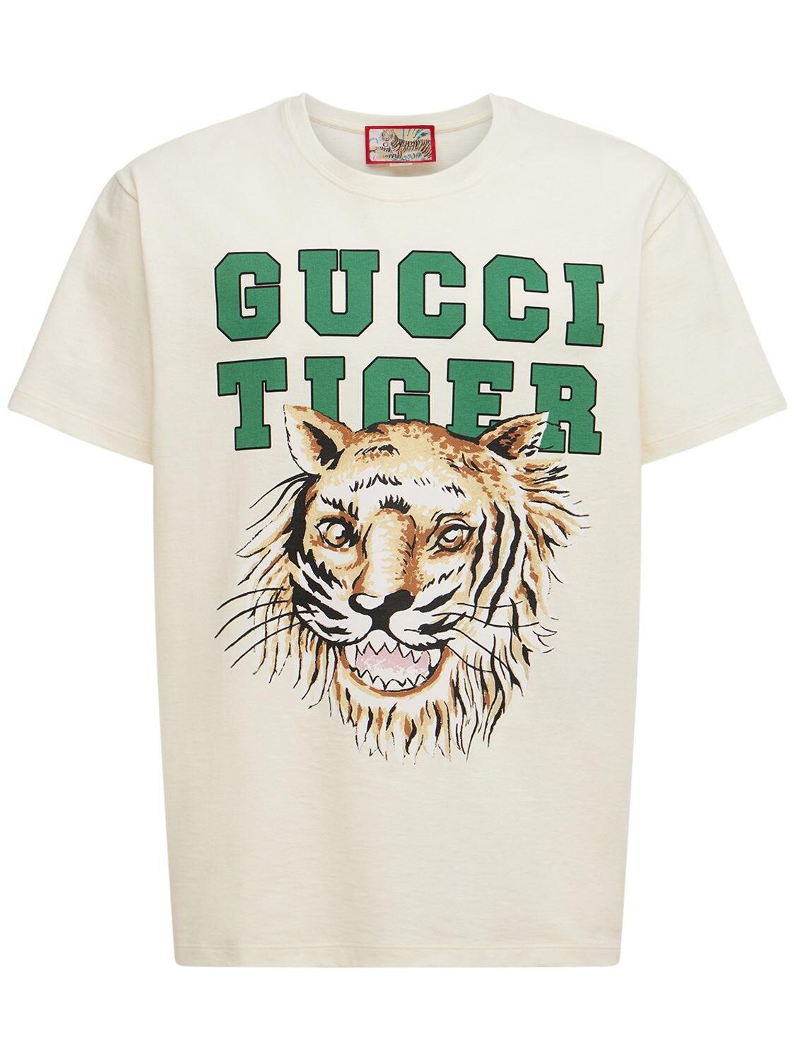 Gucci Tiger Print Cotton T-shirt Men | Lyst