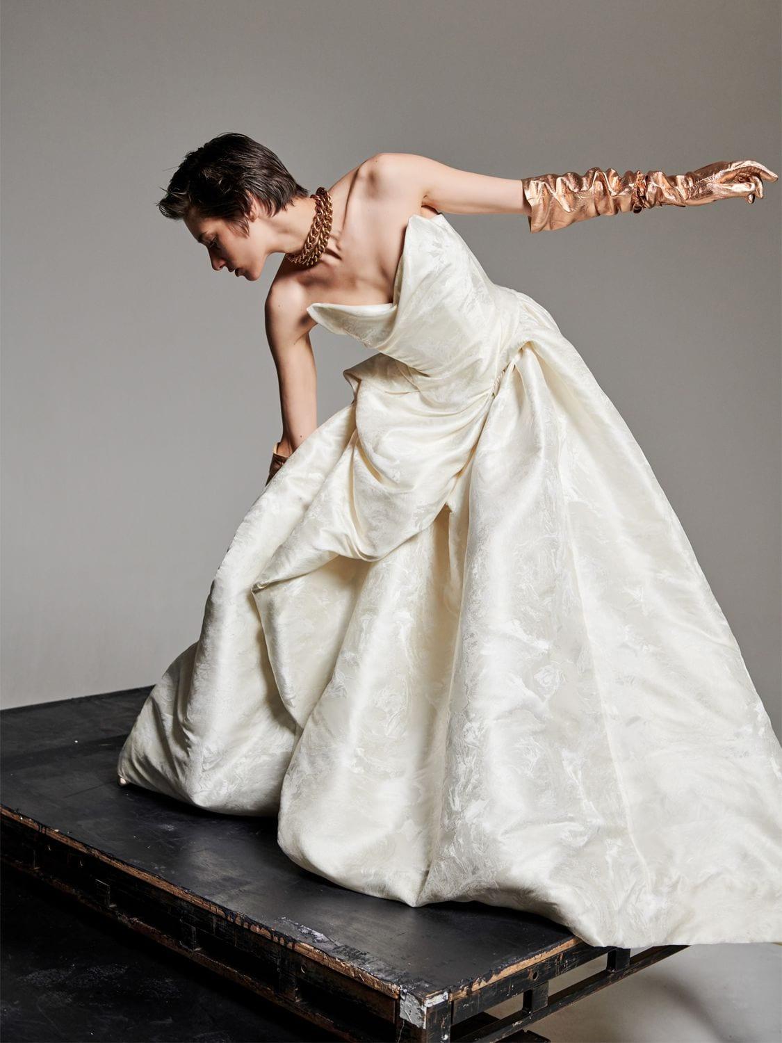 Vivienne Westwood Rose & Bird Silk Blend Jacquard Dress in White | Lyst