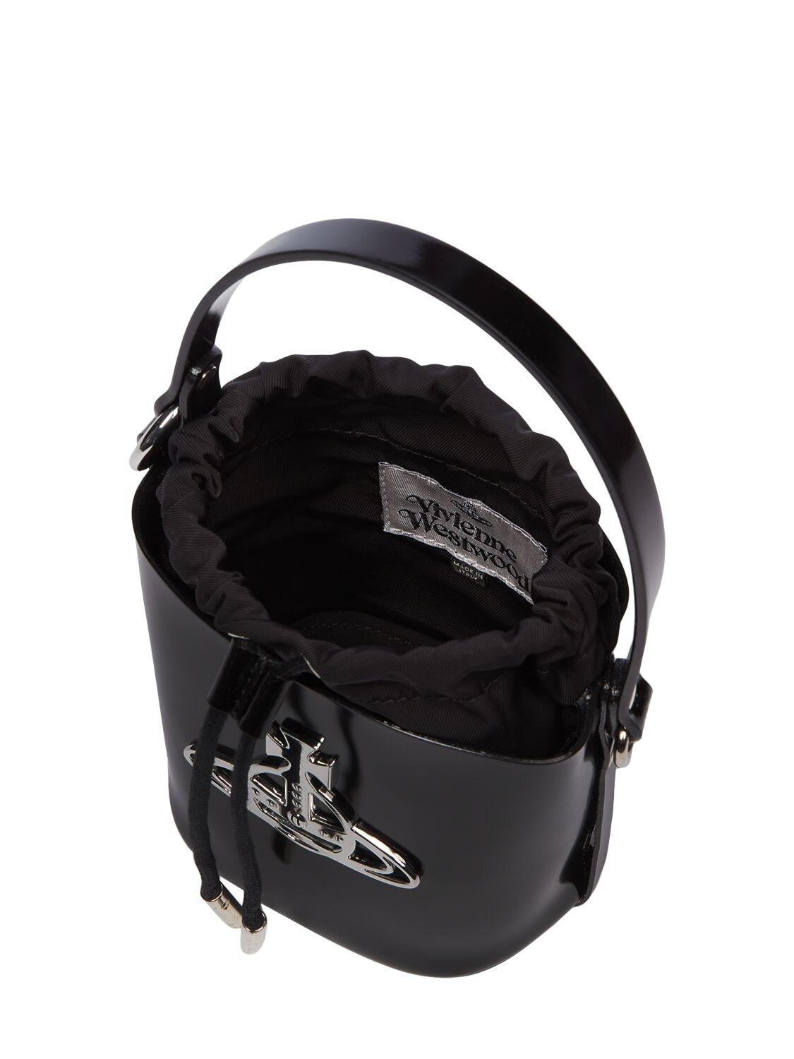 Vivienne Westwood Small Daisy Patent Leather Bucket Bag in Black 