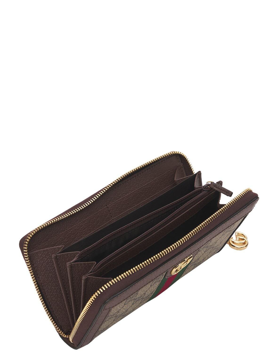 Gucci Beige Ophidia GG Supreme Zip Around Long Wallet